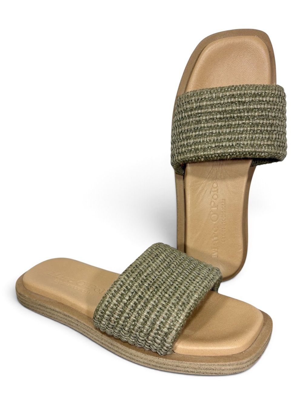Marc O’Polo Woven Olive Slide Sandals with Cushioned Footbed- woman’s EU 37